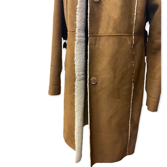Vintage Old Navy Faux Suede Sherpa Lined Trenchcoat - Picture 5 of 13